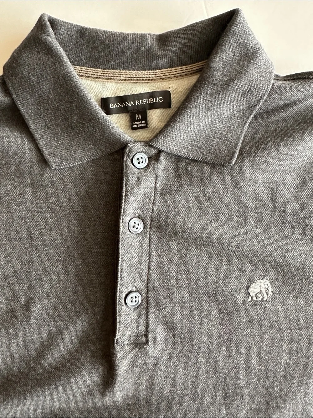 Men Banana Republic Polo Shirt Elephant Logo | Charcoal Grey | Size M